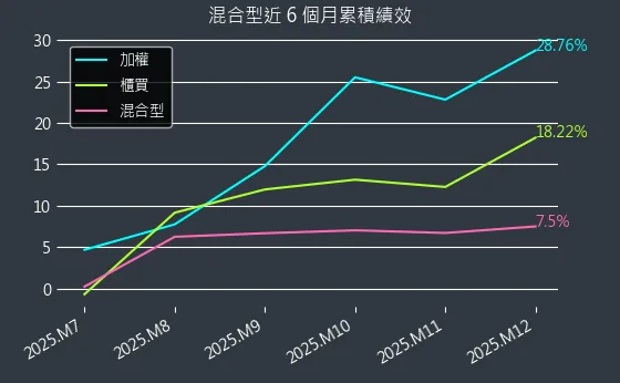 混合型近 6 個月累積績效