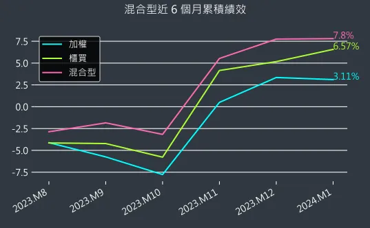 混合型近 6 個月累積績效