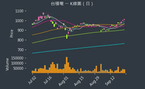 2330 台積電 K線圖（日）