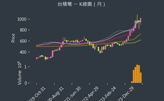 2330 台積電 K線圖（月）