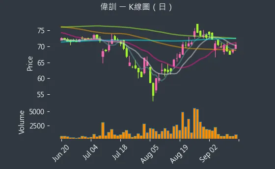 3032 偉訓 K線圖（日）