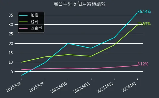混合型近 6 個月累積績效