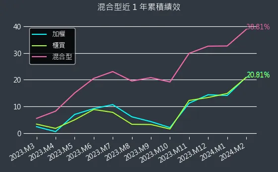 混合型近 1 年累積績效