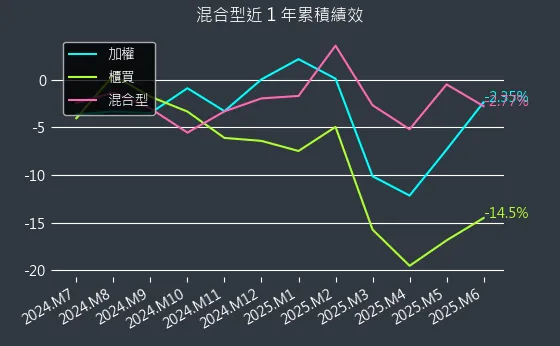 混合型近 1 年累積績效