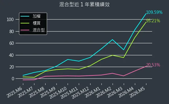 混合型近 1 年累積績效