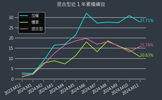 混合型近 1 年累積績效