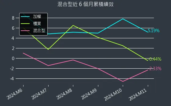 混合型近 6 個月累積績效