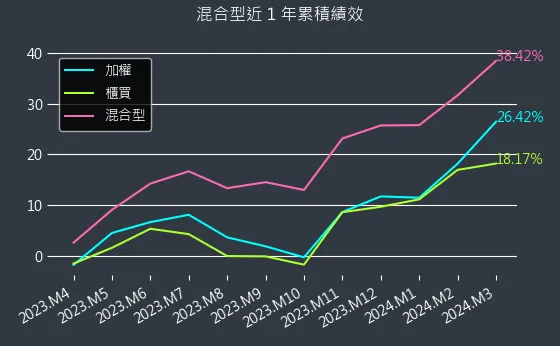 混合型近 1 年累積績效