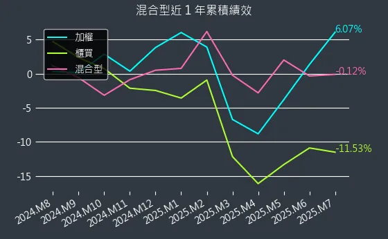 混合型近 1 年累積績效
