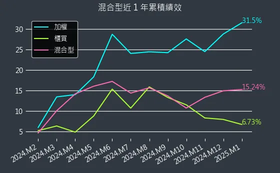 混合型近 1 年累積績效