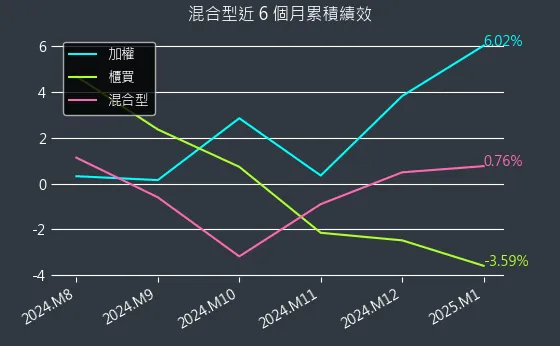 混合型近 6 個月累積績效