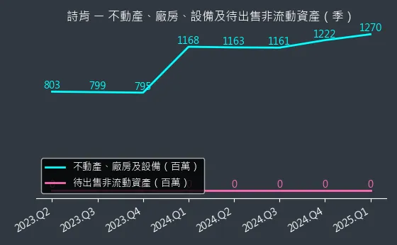 6195 詩肯 不動產、廠房、設備及待出售非流動資產變化圖
