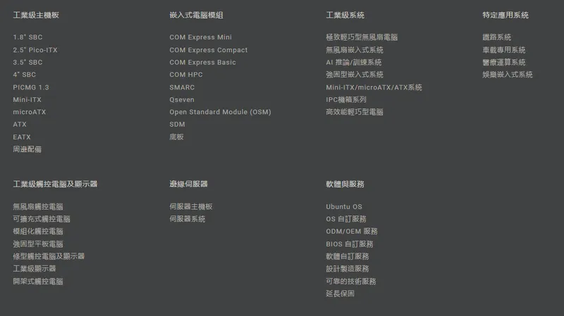 友通資訊產品分類與資訊