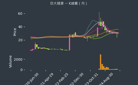 4198 欣大健康 K線圖（月）