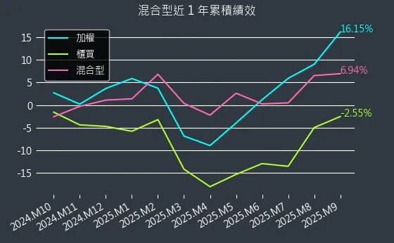 混合型近 1 年累積績效