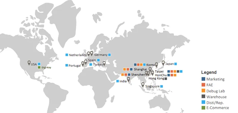 晶焱科技辦公室與代理商分佈