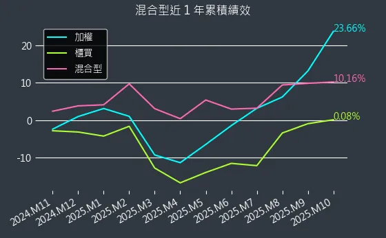 混合型近 1 年累積績效