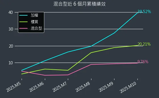 混合型近 6 個月累積績效